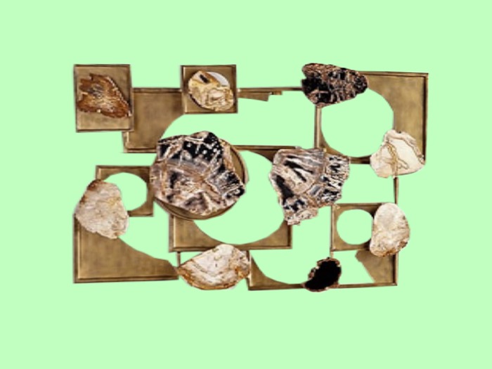 HOME WALL DECOR Hanging Art "Metal Design Rocks Stones Gems" Picture Craft Plaque 1 Pc. DECAL STYLE Cut-Out on 1Prim C/M