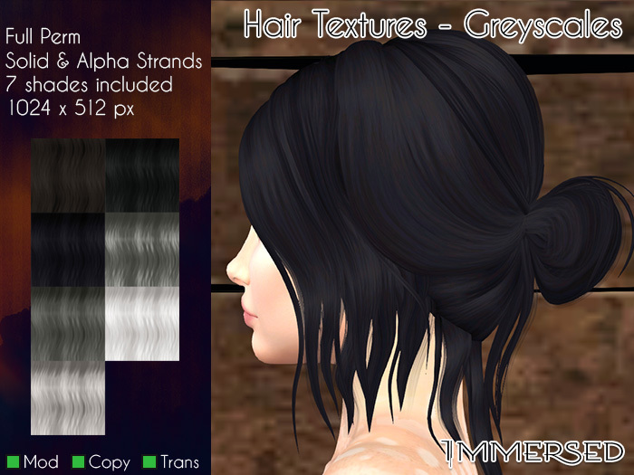 .:I:. Hair Textures - Greyscale (Full Perm)