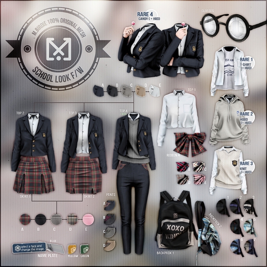 `M.BIRDIE / School Look f/w F.3Knit HUD RARE