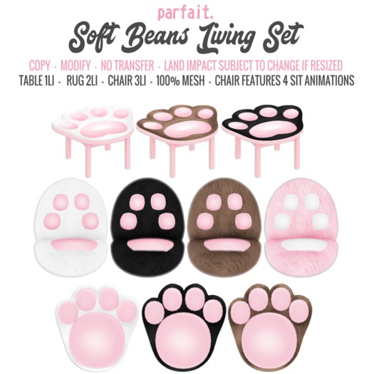 parfait. Soft Beans Living - Paw Table - White