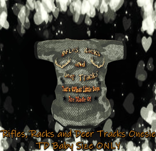 *KidTastrophe* rifles racks and deer tracks Onesie>BOXED<