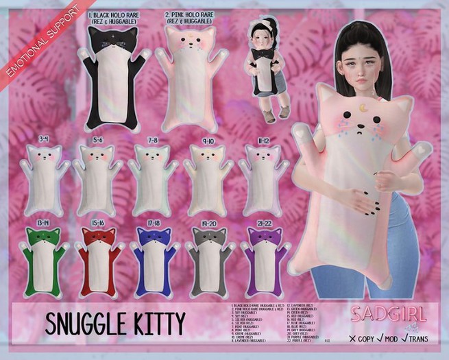 #SADGIRL - Snuggle Kitty - Silver {Huggable}