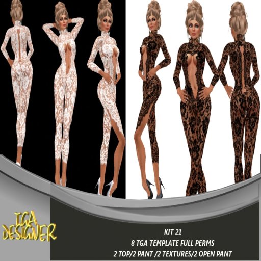 TGA DESIGNER - KIT 21 TEMPLATE FULL PERMS BODY LACE