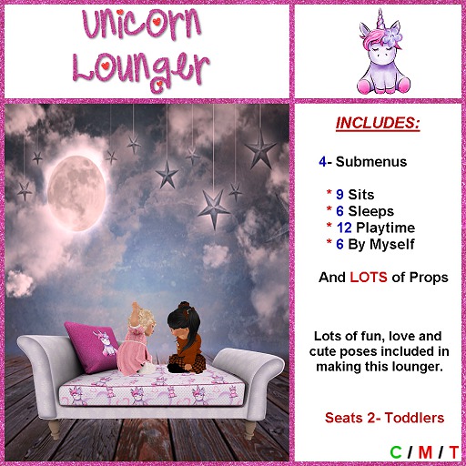 Toddler Unicorn Lounger- Pink