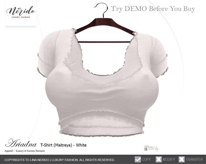 ~Nerido~ Ariadna T-Shirt(Maitreya)-White