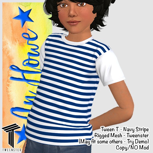 *An Howe* Tween T - Navy Stripe