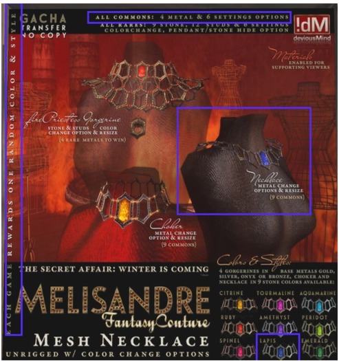 !dM deviousMind "Melisandre" Necklace **LAPIS** (BOX)