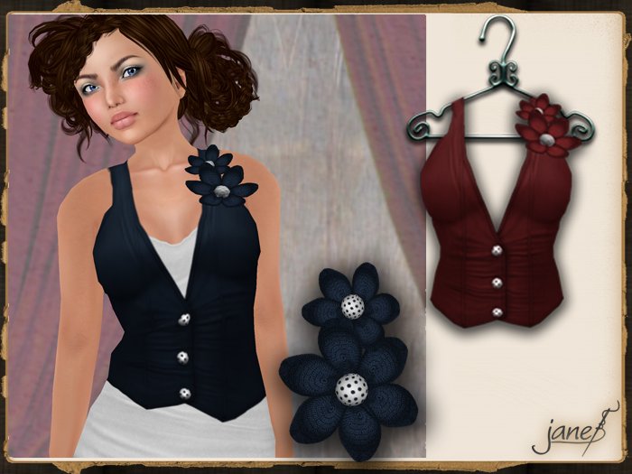 JANE - button flower vest.delicious