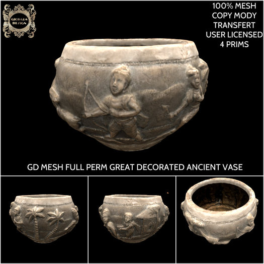 GD MESH FULL PERM GREAT DECORATED ANCIENT VASE