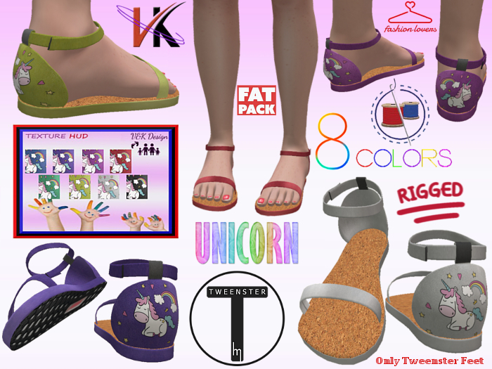 V&K Design Rigged Tweenster Unicorn Sandals (FATPACK)