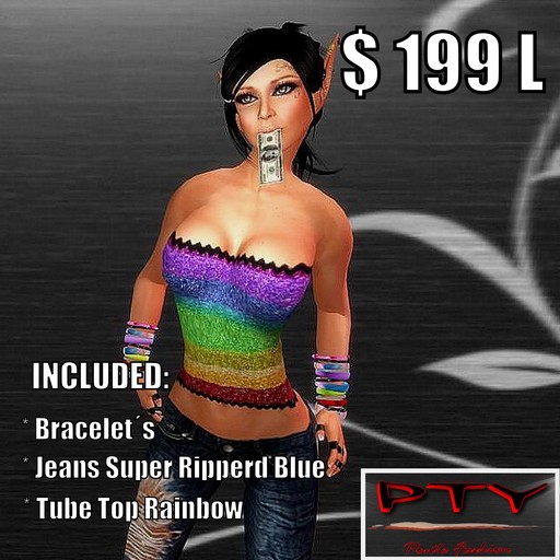 **PTY** Tube Top Rainbow and jeans Super Ripperd Blue
