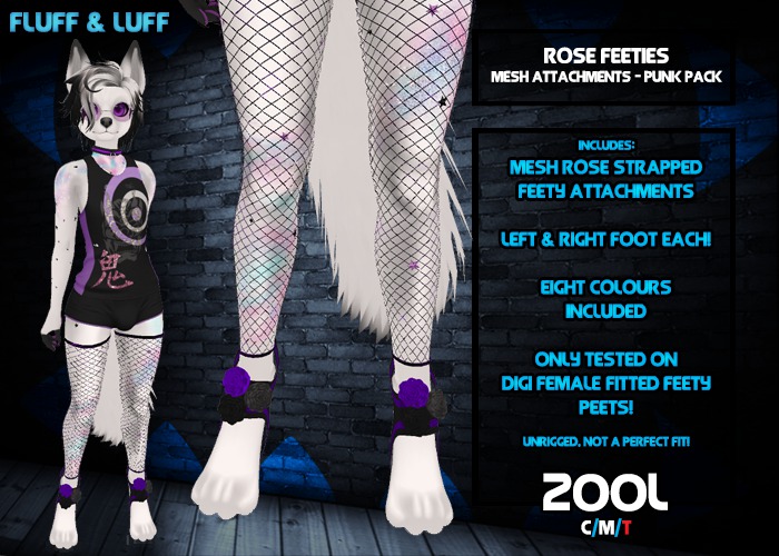 F&L - Rose Feeties - Size: Digi Feety Peets - Punk Pack