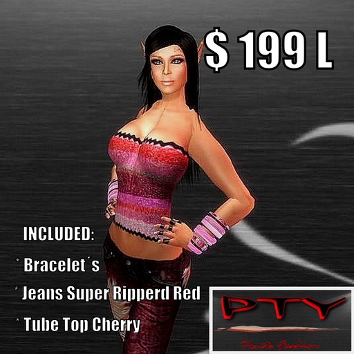 **PTY** Tube Top Cherry and Jeans Super Ripperd Red