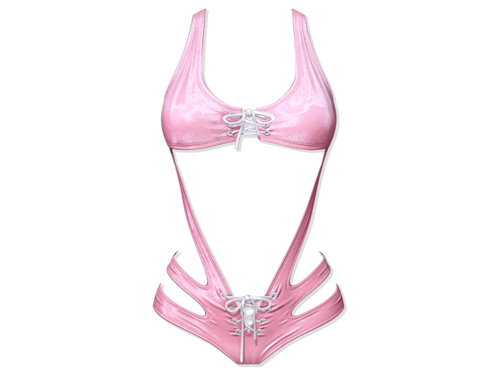 Skullcrush Bodysuit - Pink by Sweet Thing. Crushed velvet suit for Maitreya, Belleza Freya Perky & Slink Hourglass