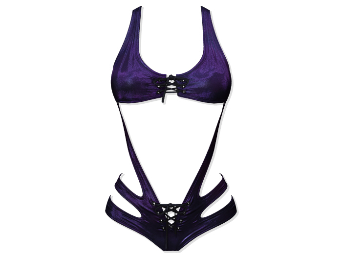 Skullcrush Bodysuit - UltraViolet by Sweet Thing. Crushed velvet suit for Maitreya, Belleza Freya Perky & Hourglass