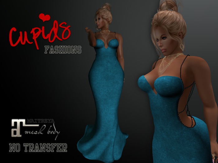 *CF* PEARL BACK GOWN TEAL VELVET