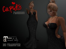 *CF* PEARL BACK GOWN BLACK EMBOSSED