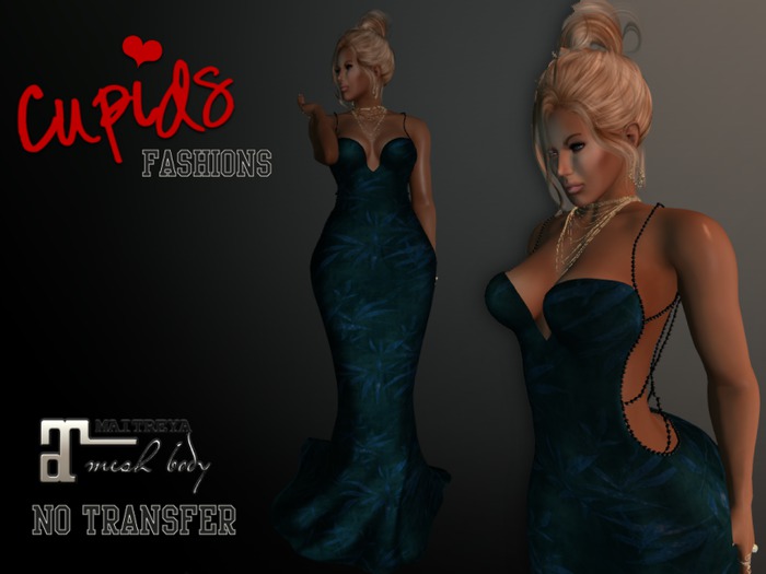 *CF* PEARL BACK GOWN PAINTED LEAF