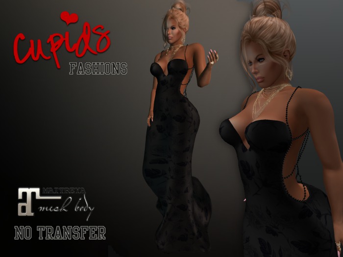 *CF* PEARL BACK GOWN BLACK ROSES