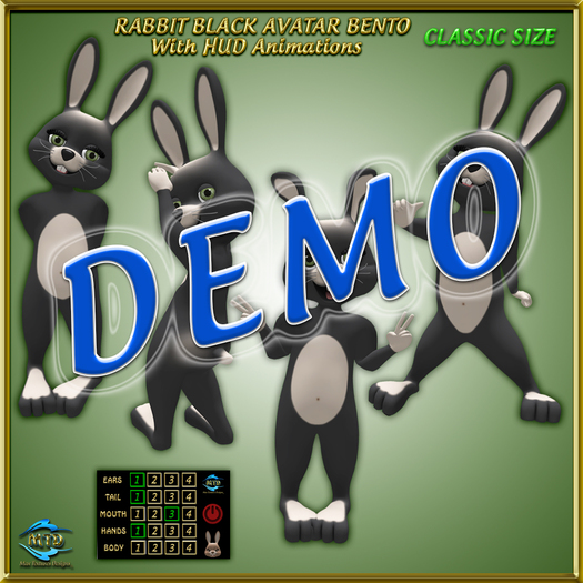 Second Life Marketplace - DEMO RABBIT BLACK - CLASSIC - COPY- AVATAR ...
