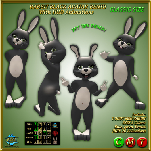 RABBIT BLACK - CLASSIC - COPY- AVATAR BENTO - HUD