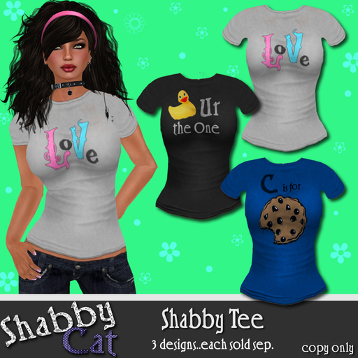 ~Random Tees  (3 designs) - Shabby Cat~