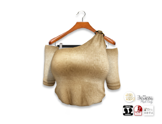 {amiable}Mesh Ring One Shoulder Knit Top02