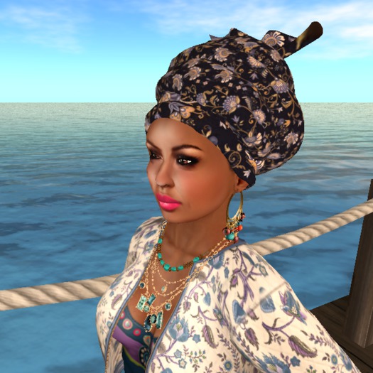 Tall Headwrap - Magic Asian Flowers - Innovia Designs