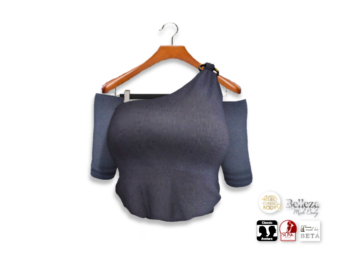 {amiable}Mesh Ring One Shoulder Knit Top06