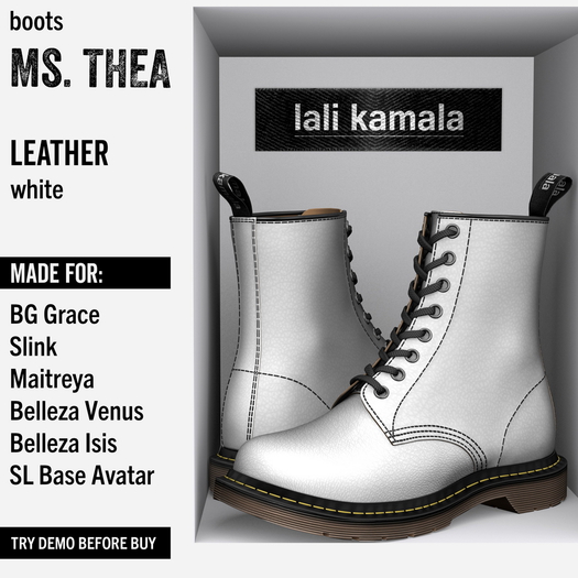 Lali's Ms Thea Boots Leather White