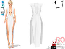 Dae Obj FBX Women's Sleeveless High Cleavage Plunge Maxi Dress Wtih Two High Split Slink, Maitreya