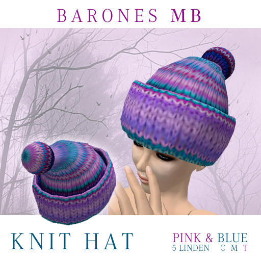 KNIT HAT PINK & BLUE