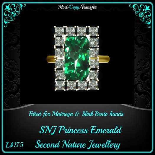 SNJ Princess Ring Emerald ADD & CLICK