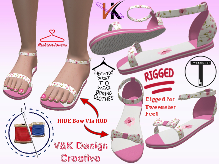 V&K Design Rigged Tweenster Flower Sandals HIDE Bow