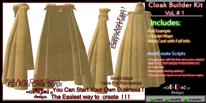 Full Perm Cloak Builder Kit vol#1 with AutoCreate System by Obceded DesiGn  [Total Promotion]
