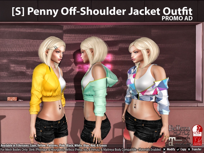 [S] Penny Off-Shoulder Jacket Outfit Demo