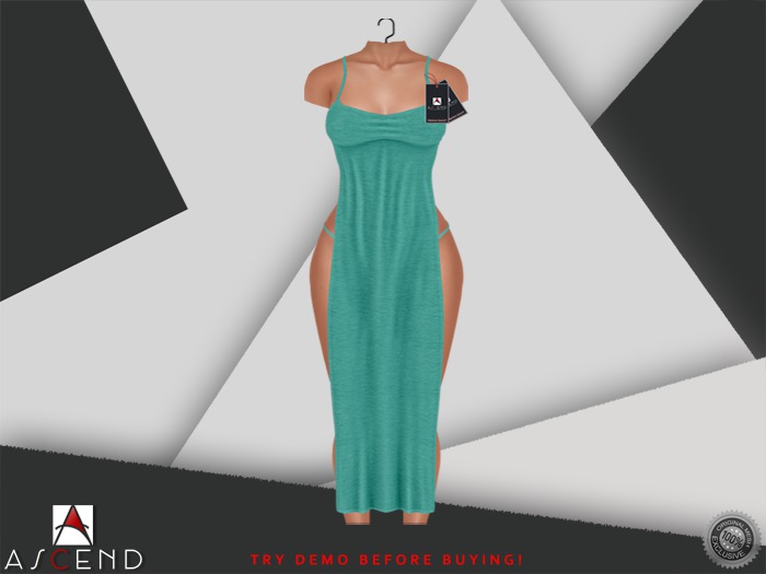 //Ascend// Cara High Slit Dress - Turquoise [ADD ME]