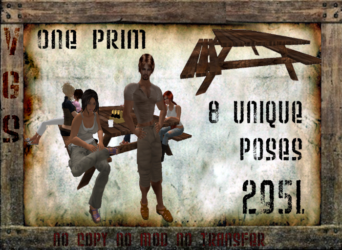 VGS Sculpted One Prim Animated Picnic Table