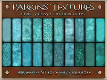 Parkins Textures - Aqua Marina Set - 20x Full Perm Seamless 1024 - Fabric, Clothing, Cloth, Textile, Teal, Star, Stripe