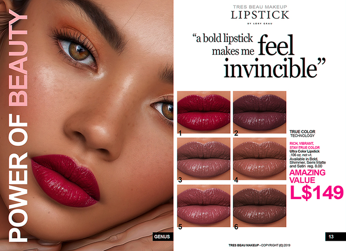 TRES BEAU MAKEUP GENUS INVINCIBLE LIPSTICK V1