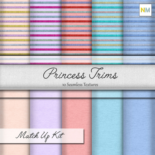 Princess Trims Matchup Kit 10 Seamless Fabric Textures NM