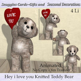 Hey i love you Knitted Teddy Bear By Snuggles