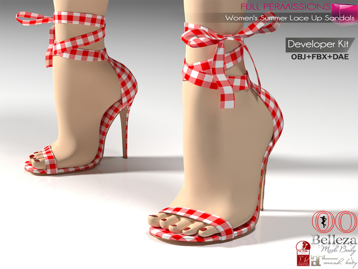 Dae, Obj, Fbx, And Texture Files For Female Retro Strappy High Heel Shoes 