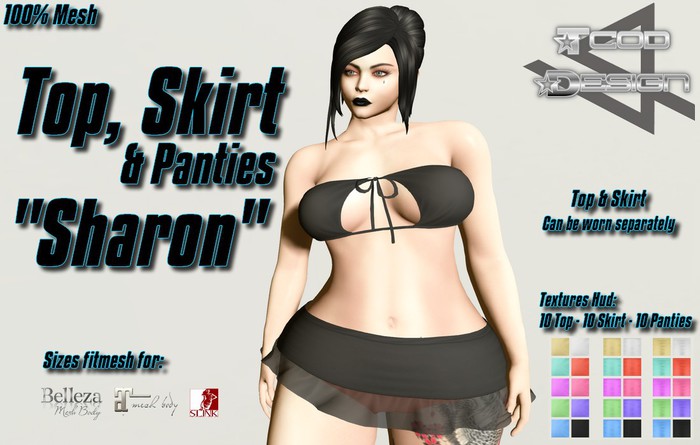 Top, Skirt & Panties ~ Sharon (Hud 30 textures) ~ Mesh