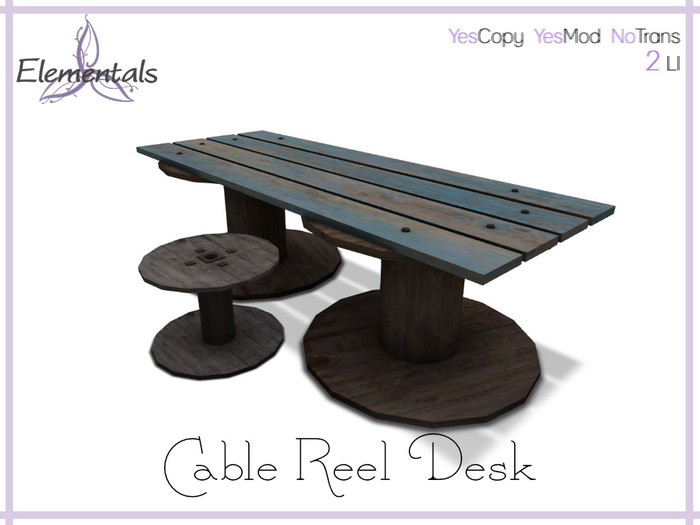 {Elementals} Cable Reel Desk {Boxed}