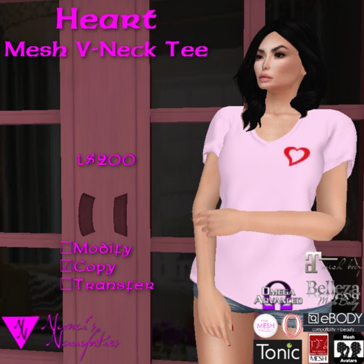 NN Heart Mesh V-Neck Tee