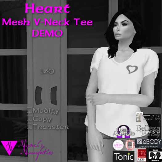 NN Heart Mesh V-Neck Tee DEMO