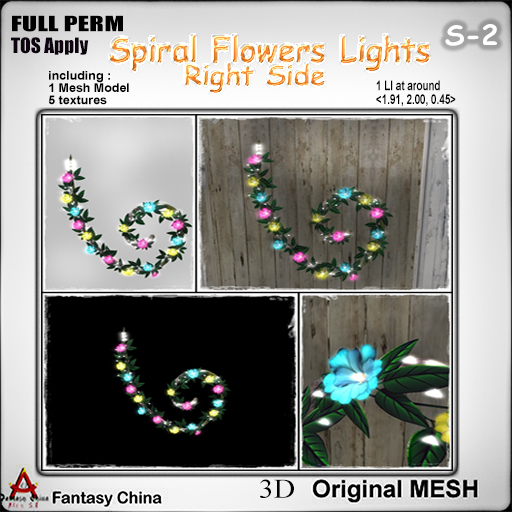 FC- Full Perm Mesh Spiral Flowers Lights- RIGHT SIDE