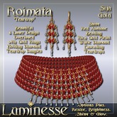 ROIMATA "Teardrop" Sija Choker & Earrings Set OP - Red Abalone White Diamond Gold