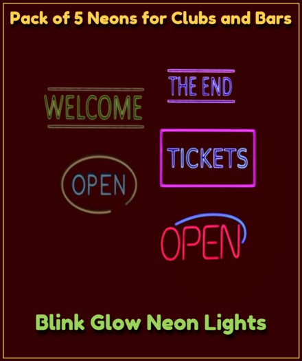 Pack of 5 Neons For Clubs & Bars